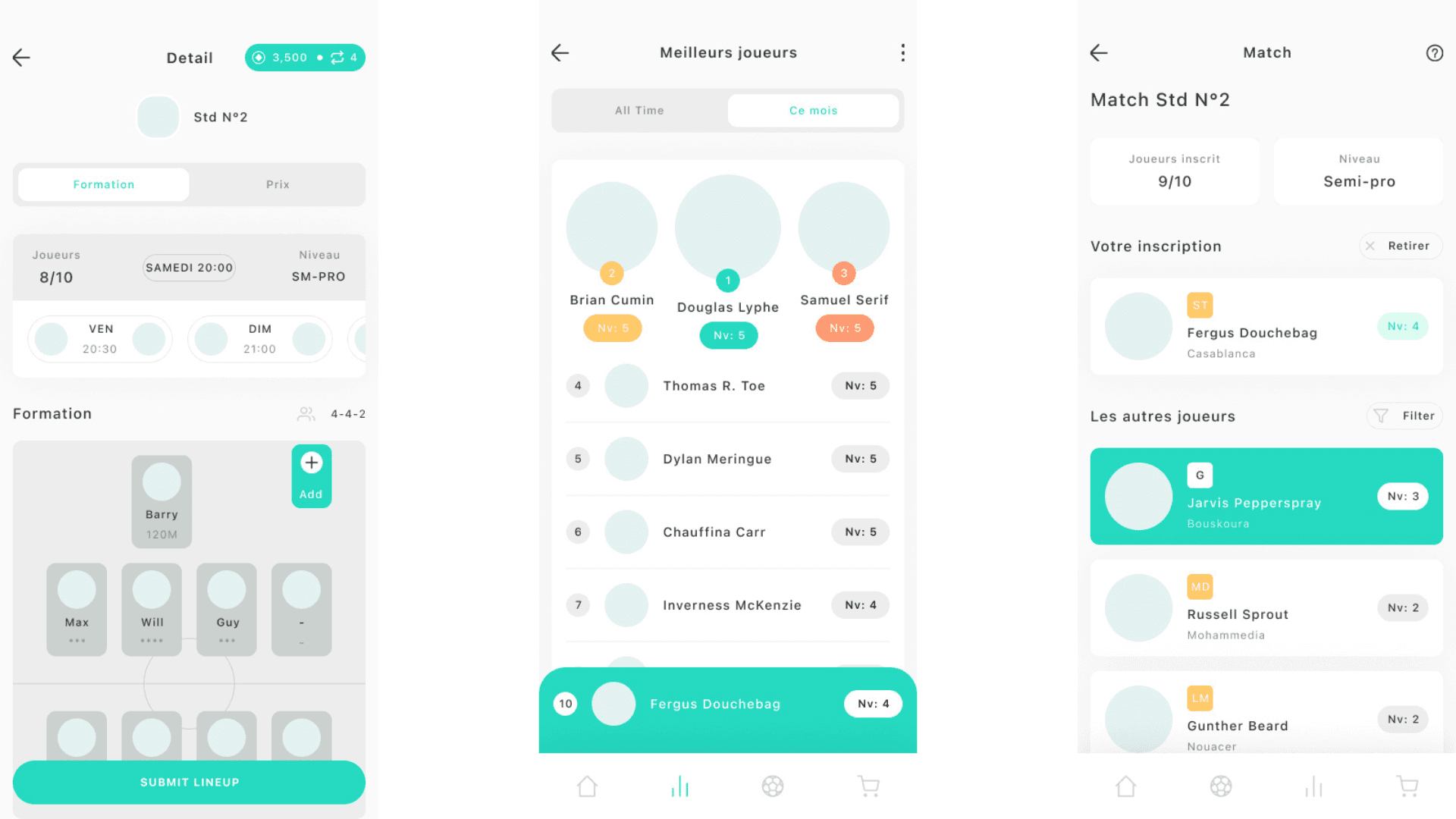 WeSports Prototype : profils, matchup, marketplace